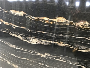 Tropical Storm - Portoro Quartzite Slabs, Angola Black Quartzite