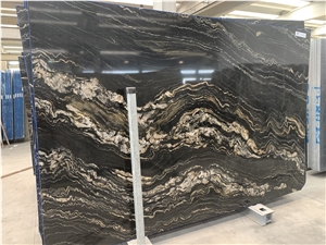 Tropical Storm - Portoro Quartzite Slabs, Angola Black Quartzite