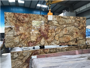 Alaska Gold Granite Slabs, Alaska White , Blue Doons