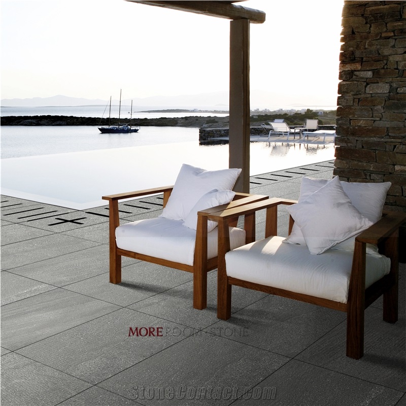 Anti Slip Exterior Floor Outdoor Porcelain Tiles, Grey Sandstone Pool Coping