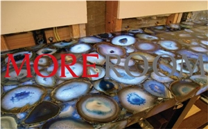 Blue Gemstone Agate Bar Tops, Commercial Counters