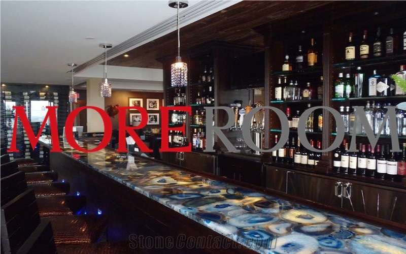 Blue Gemstone Agate Bar Tops, Commercial Counters
