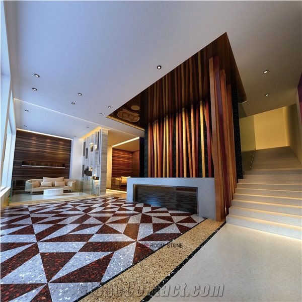 Foshan Red Quartz Stone Flooring Cut to Size Tiles