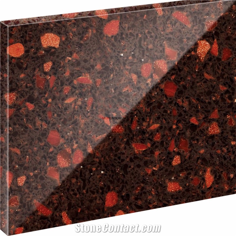 Foshan Red Quartz Stone Flooring Cut to Size Tiles