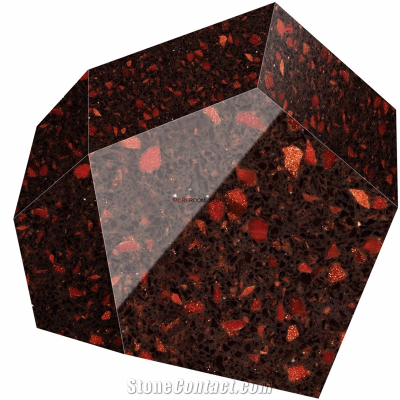 Foshan Red Quartz Stone Flooring Cut to Size Tiles
