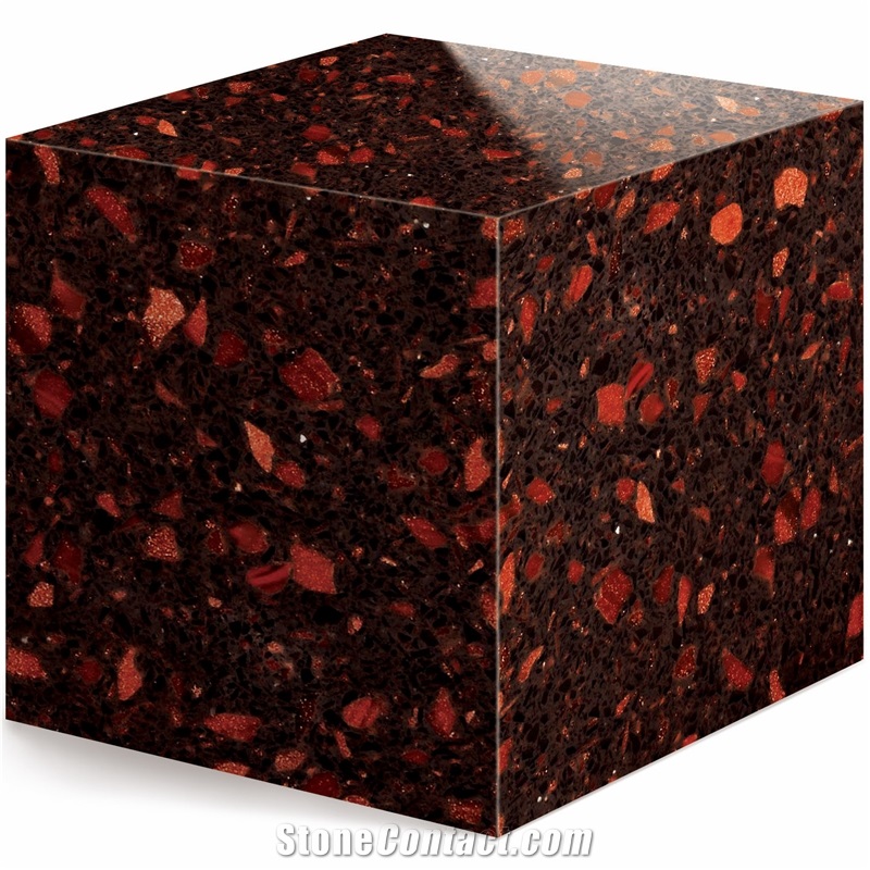 Foshan Red Quartz Stone Flooring Cut to Size Tiles