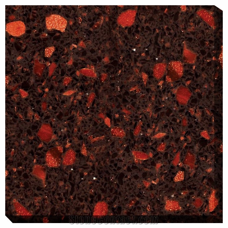 Foshan Red Quartz Stone Flooring Cut to Size Tiles
