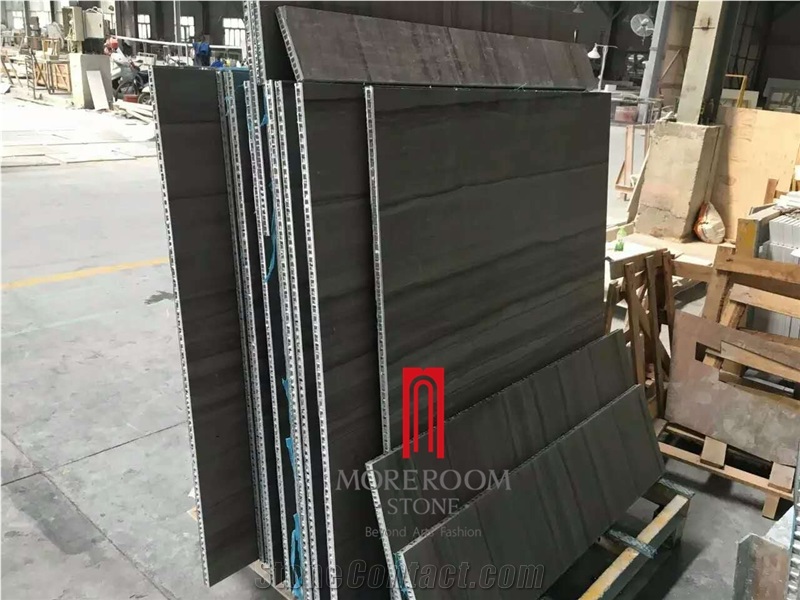 Grey Wood Marble Thin Venner Panel with Aluminum