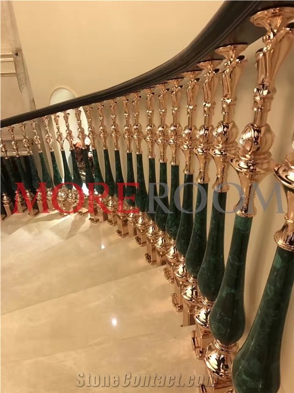 Luxury Home Malachite Stair Case Pillar Column