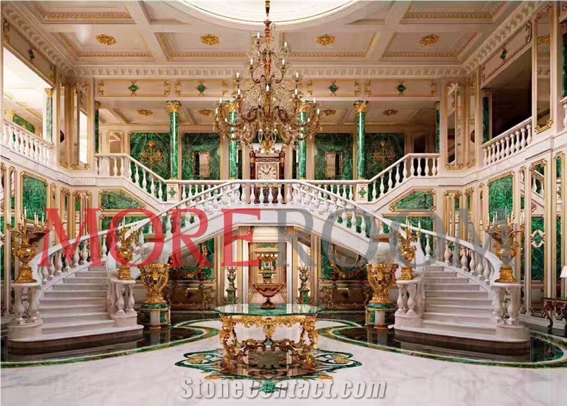 Luxury Home Malachite Stair Case Pillar Column