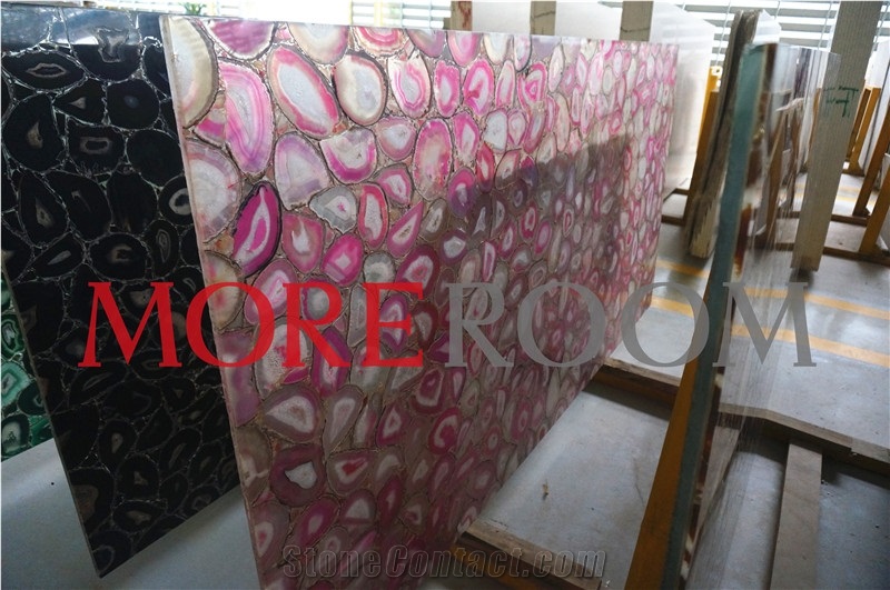 Pink Agate Semiprecious Stone Gemstone Slabs
