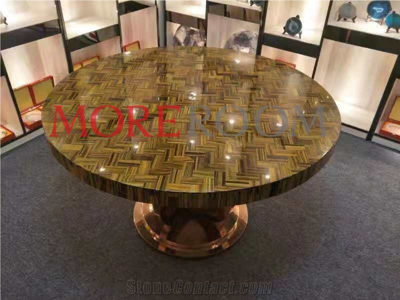 Yellow Tiger Eye Round Table