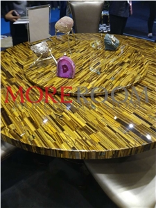 Yellow Tiger Eye Round Table
