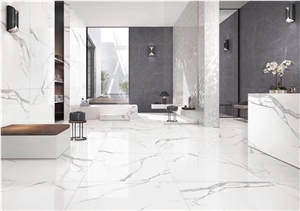 Artificial Stone White Calacatta Quartz Floor