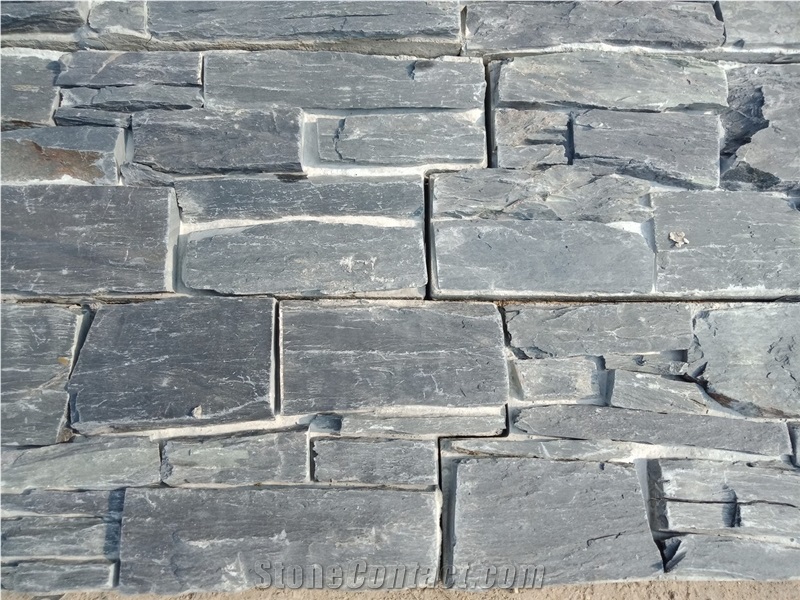Black Slate Stacked Stone Slate Veneer
