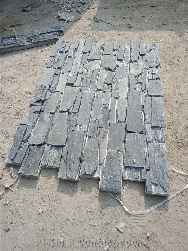 Black Slate Stacked Stone Slate Veneer