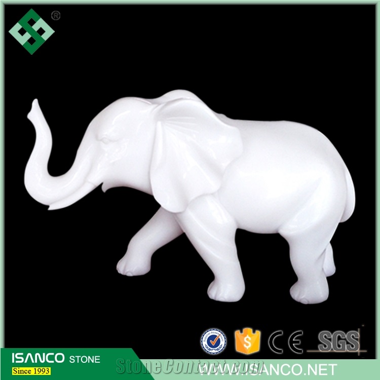 White Marble Elephant Statue