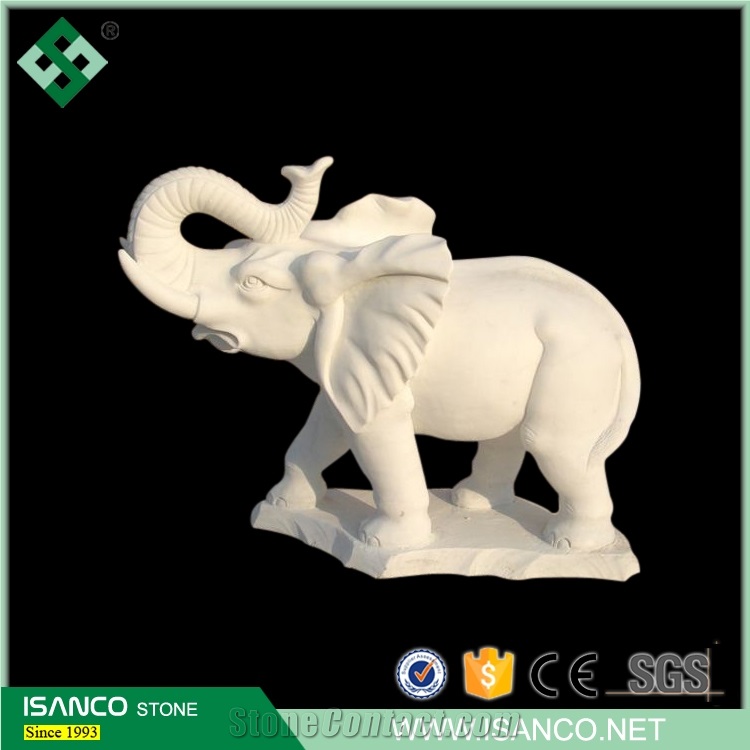 White Marble Elephant Statue