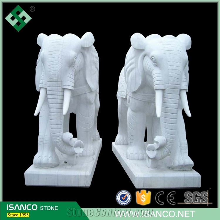 White Marble Elephant Statue