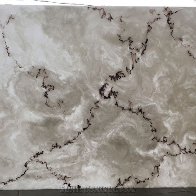 Translucent Black Pattern Artificial Stone Onyx