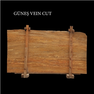Yellow Travertine, Gunes Vein Cut Travertine Slabs