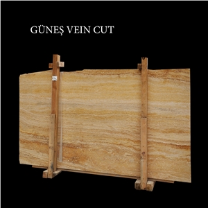 Yellow Travertine, Gunes Vein Cut Travertine Slabs