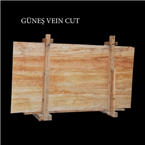 Yellow Travertine, Gunes Vein Cut Travertine Slabs