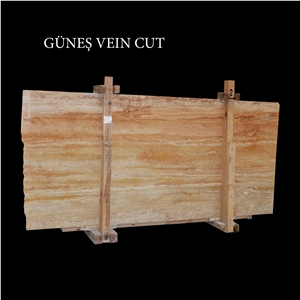 Yellow Travertine, Gunes Vein Cut Travertine Slabs