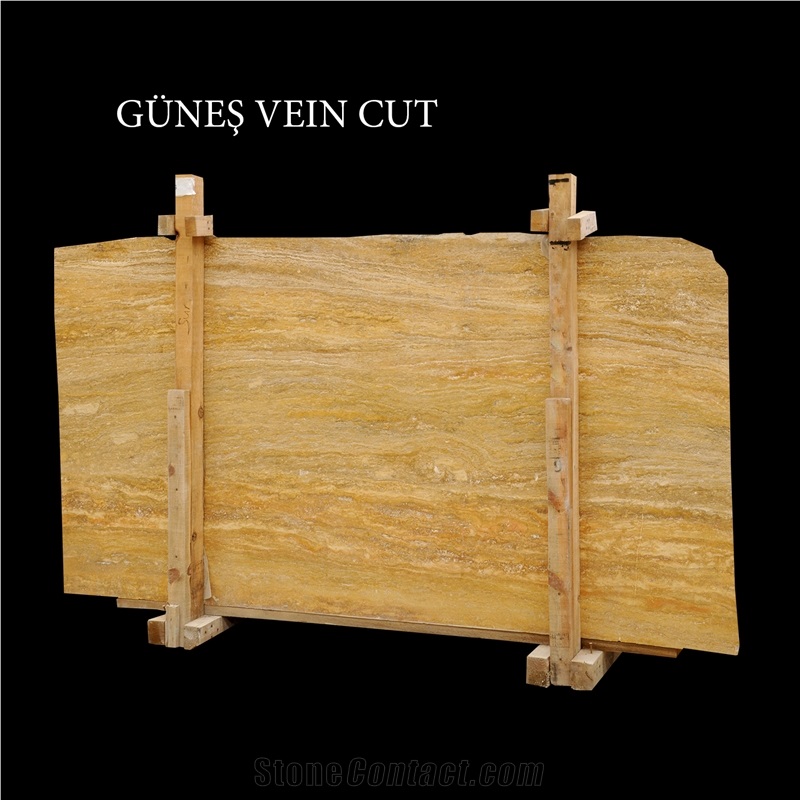 Yellow Travertine, Gunes Vein Cut Travertine Slabs