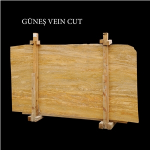 Yellow Travertine, Gunes Vein Cut Travertine Slabs