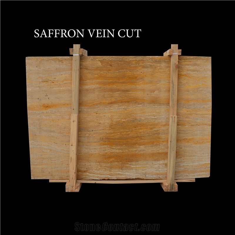Yellow Travertine, Saffron Vein Cut Travertine