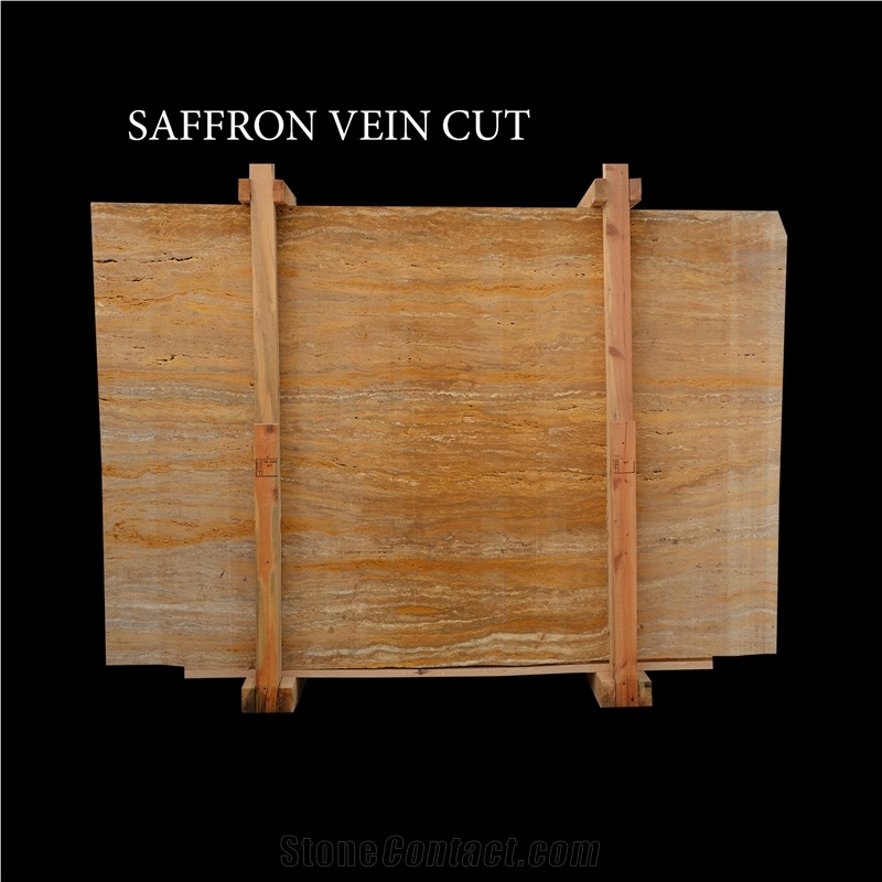 Yellow Travertine, Saffron Vein Cut Travertine
