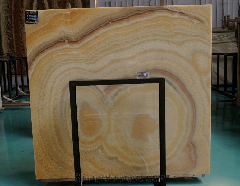 A Grade Yellow Crystal Onyx Slab Wall Covering
