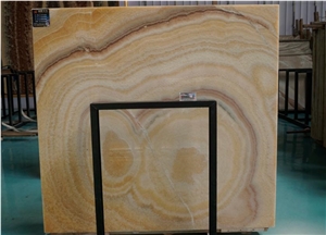 A Grade Yellow Crystal Onyx Slab Wall Covering