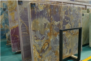 Purple Onyx Slab Wall Covering Tiles Pattern