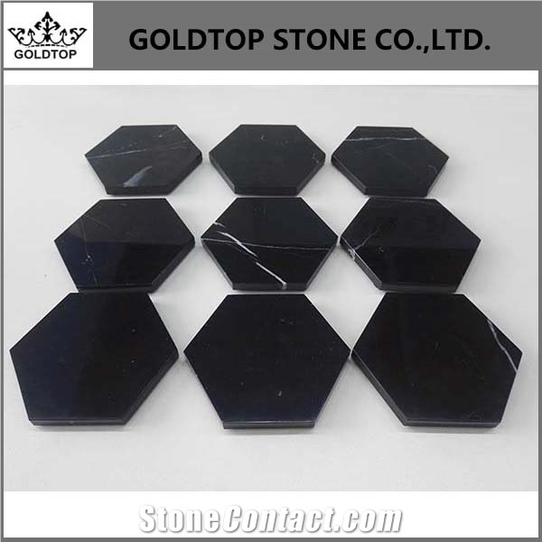 Graceful Design Black Nero Marquina Marble Coaster