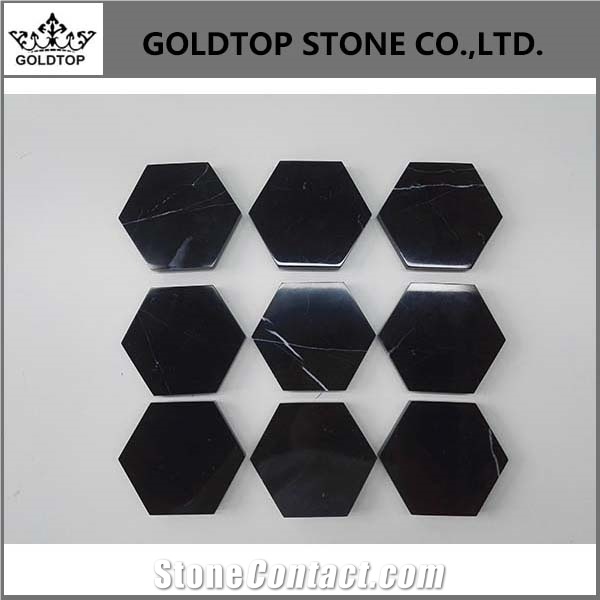Graceful Design Black Nero Marquina Marble Coaster
