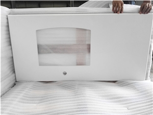 Quartz Stone for Custom Sink Gp02 Pure White Tops