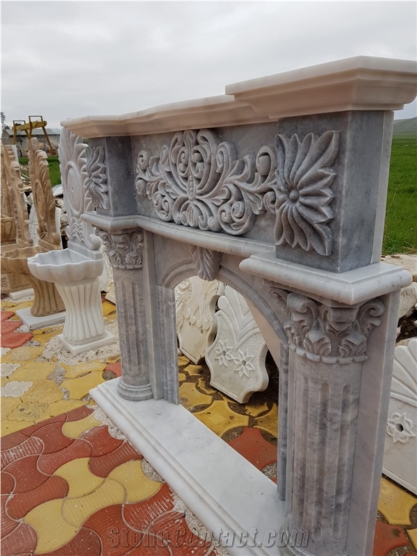Grey Marble Fireplace