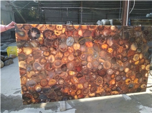 Indoor Wall Semiprecious Stone Red Backlight Slabs Indoor Wall Semiprecious Stone Red Backlight Slabs