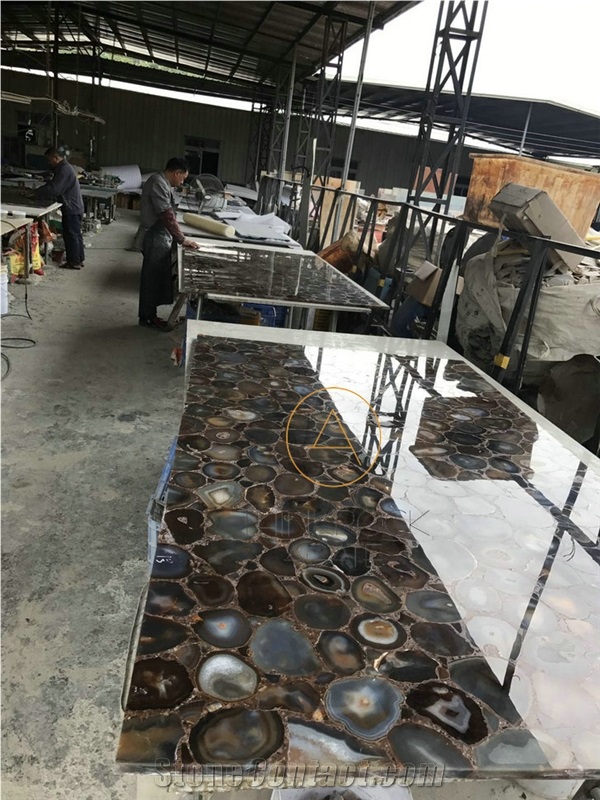 Indoor Wall Semiprecious Stone Red Backlight Slabs