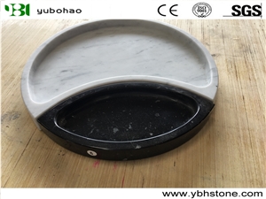Bianco Carrara White/Marble Round Tray for Kitchen