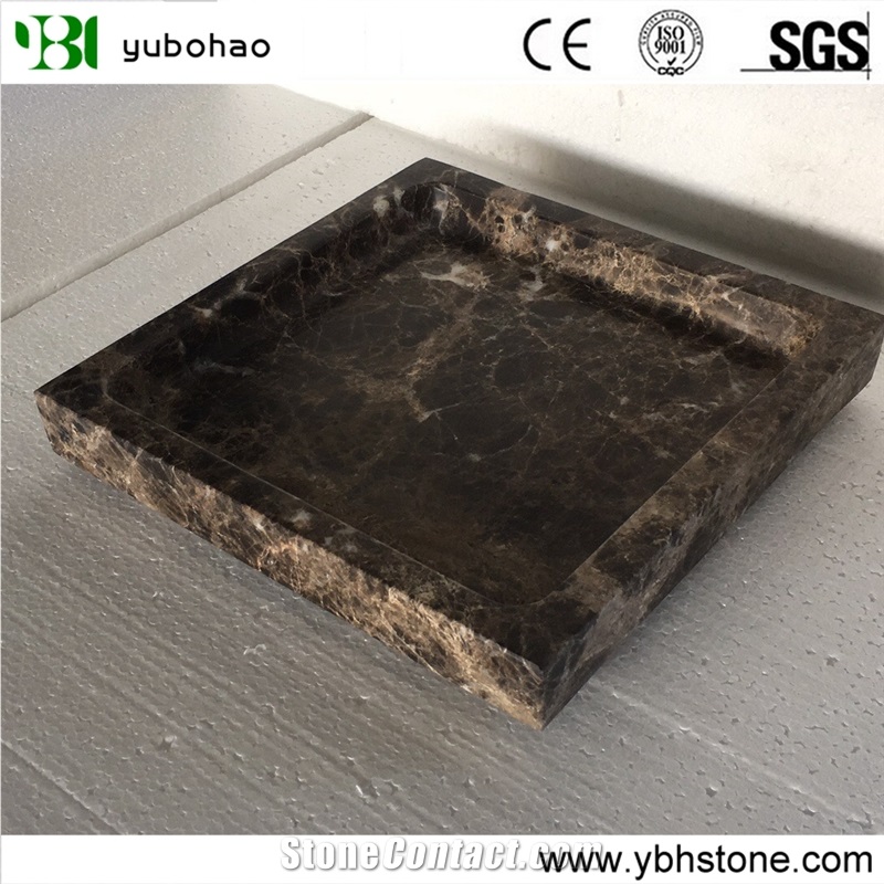 Dark Green/Honed Marble Tray for Kithchen/Bathroom