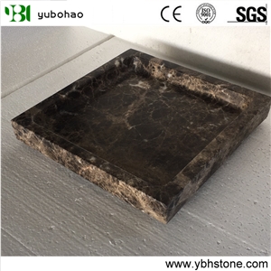 Emperador Light/Honed Marble Square Trays for Hood