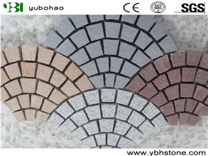 Fan Shaped/Chinese Granite Cobble Stone Of Walkway