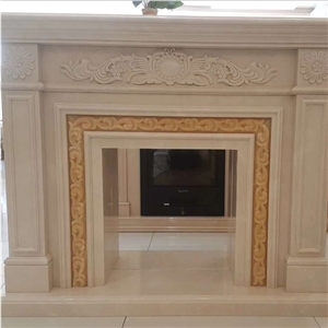 Beige Fireplace Carving Stone for Home Decor