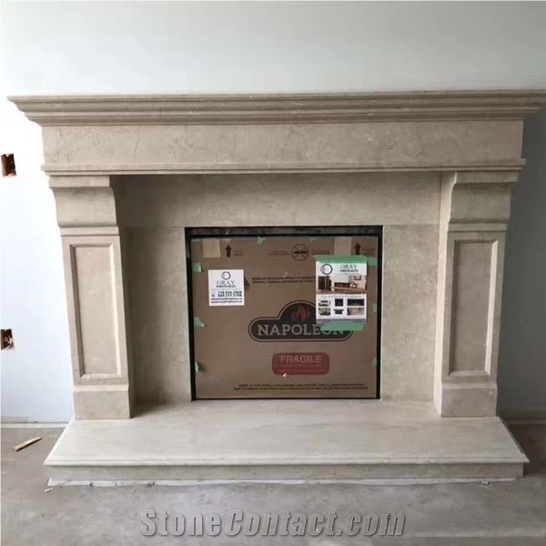 Beige Fireplace Carving Stone for Home Decor