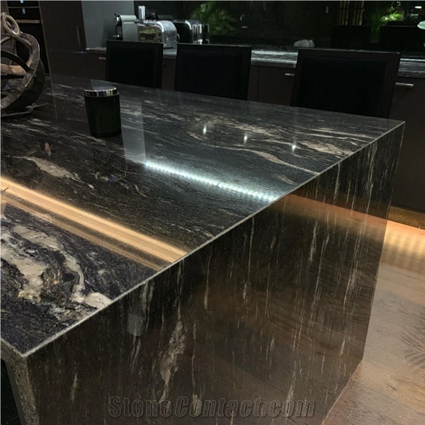 Cosmic Black Granite Kitchen Countertop Prefab
