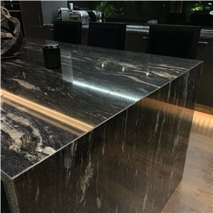 Cosmic Black Granite Kitchen Countertop Prefab