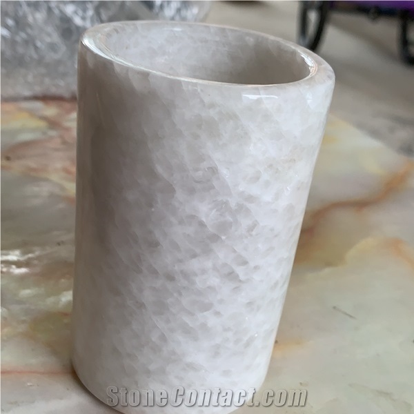 Crystal White Marble Decorative Bottle for Pen
